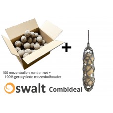 Mezenbol Zonder Net - 100 stuks | Met 100% gerecyclede mezenbolhouder